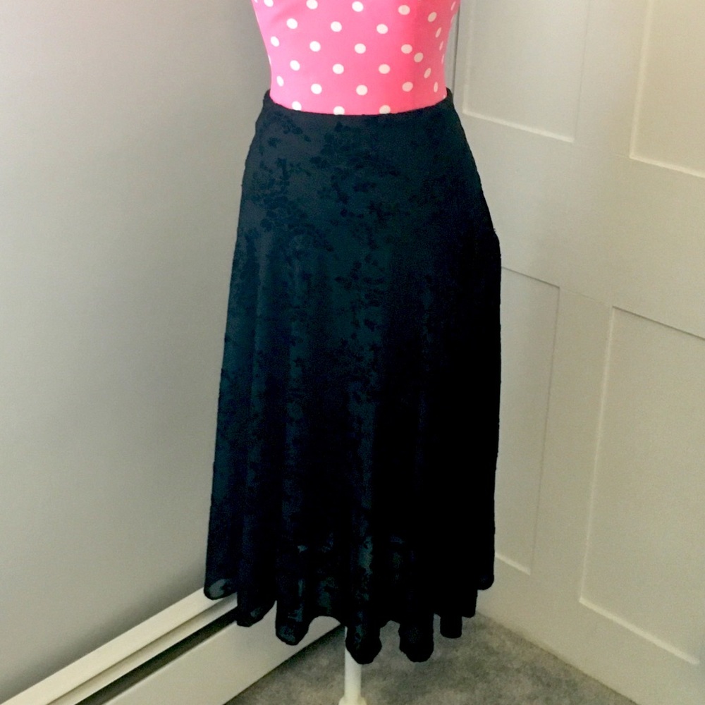 Vintage Papillon Black Floral Skirt